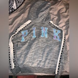 Pink zip up fur hoodie